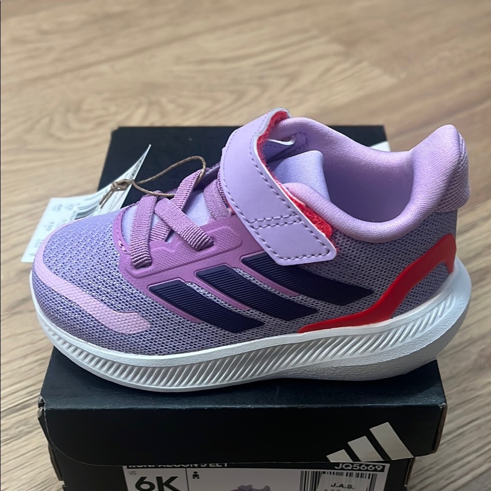 Adidas Purple and Red Runfalcon with Velcro Strap Brand New in Box Multi Size